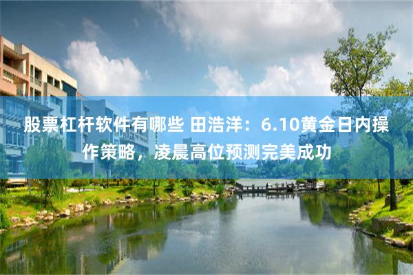 股票杠杆软件有哪些 田浩洋：6.10黄金日内操作策略，凌晨高位预测完美成功