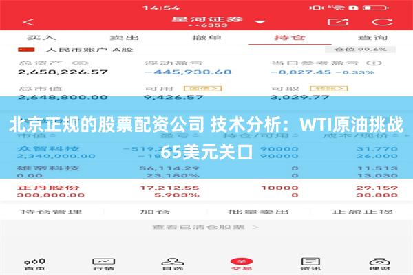 北京正规的股票配资公司 技术分析：WTI原油挑战65美元关口