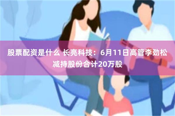 股票配资是什么 长亮科技：6月11日高管李劲松减持股份合计20万股