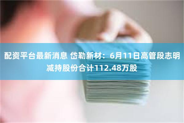 配资平台最新消息 岱勒新材：6月11日高管段志明减持股份合计112.48万股