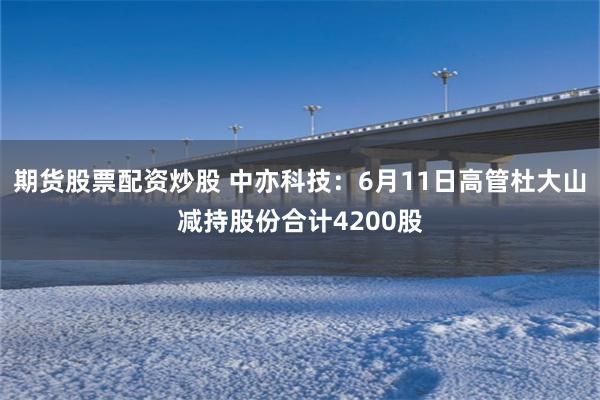 期货股票配资炒股 中亦科技：6月11日高管杜大山减持股份合计4200股