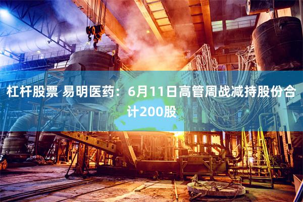 杠杆股票 易明医药：6月11日高管周战减持股份合计200股