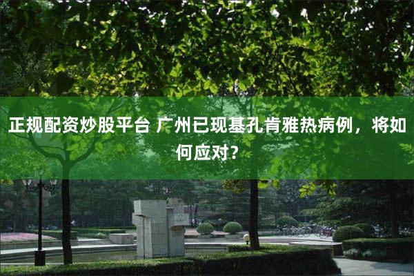 正规配资炒股平台 广州已现基孔肯雅热病例，将如何应对？