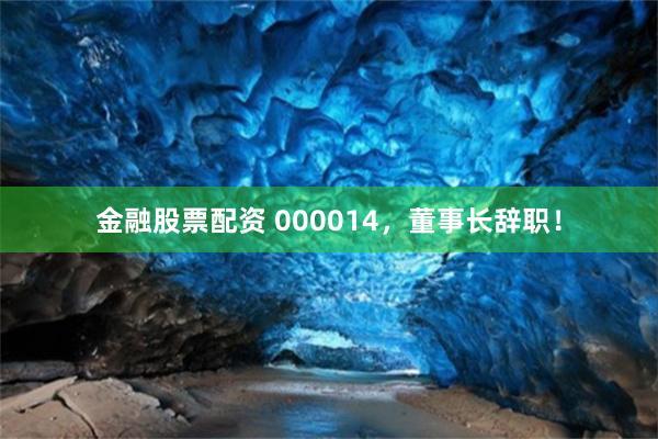 金融股票配资 000014，董事长辞职！