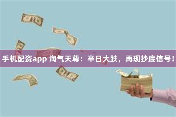 手机配资app 淘气天尊：半日大跌，再现抄底信号！