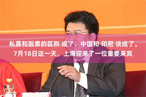 私募和股票的区别 成了，中国和 印尼 谈成了。7月18日这一天，上海迎来了一位重要来宾