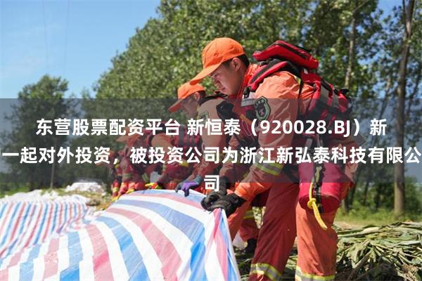 东营股票配资平台 新恒泰（920028.BJ）新增一起对外投资，被投资公司为浙江新弘泰科技有限公司