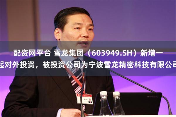 配资网平台 雪龙集团(603949.SH)新增一起对外投资,被投资公司为宁波雪龙精密科技有限公司